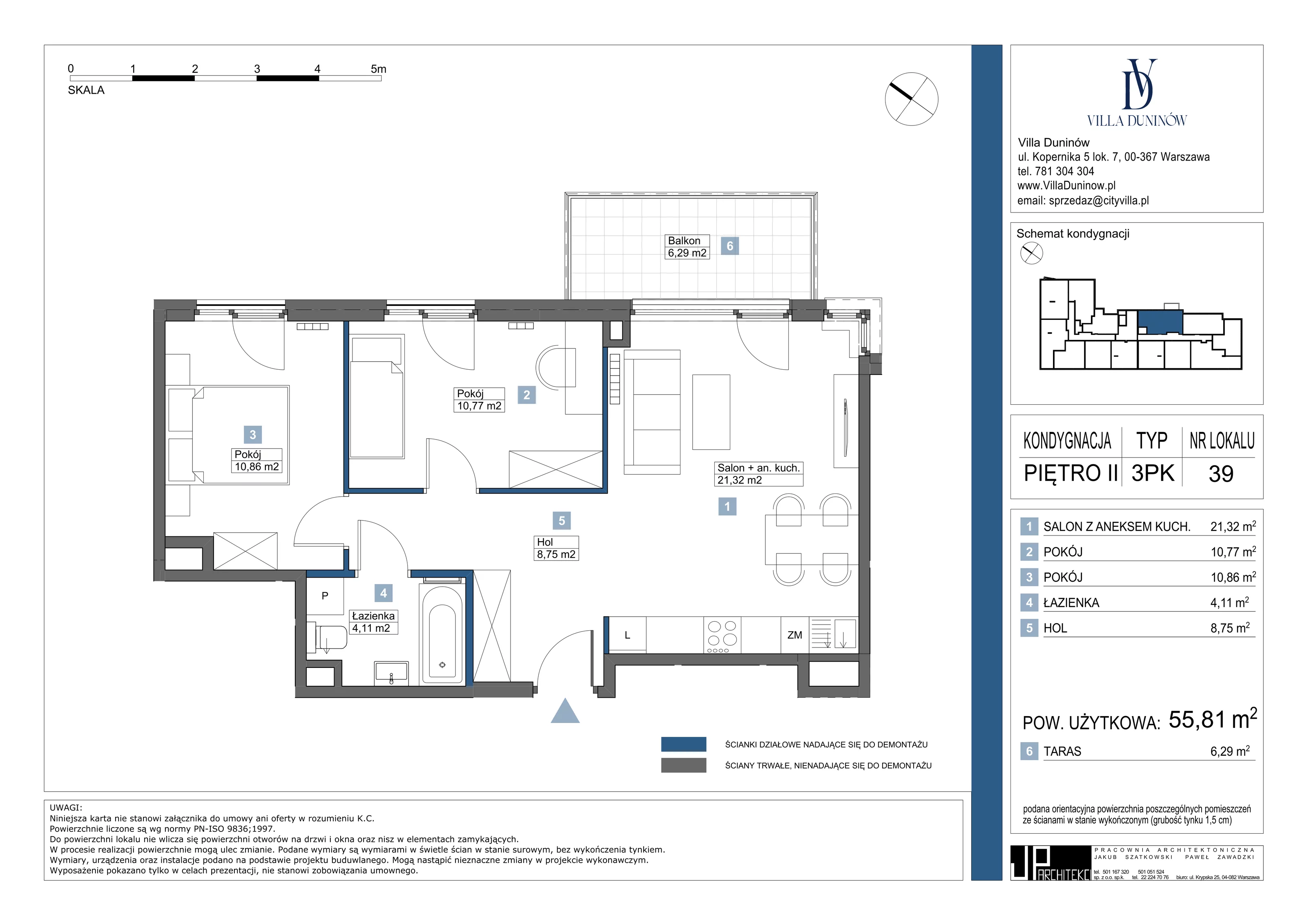 Mieszkanie 55,81 m², piętro 2, oferta nr 39, Villa Duninów, Warszawa, Białołęka, Henryków, ul. Duninów 7, 03-182 Warszawa